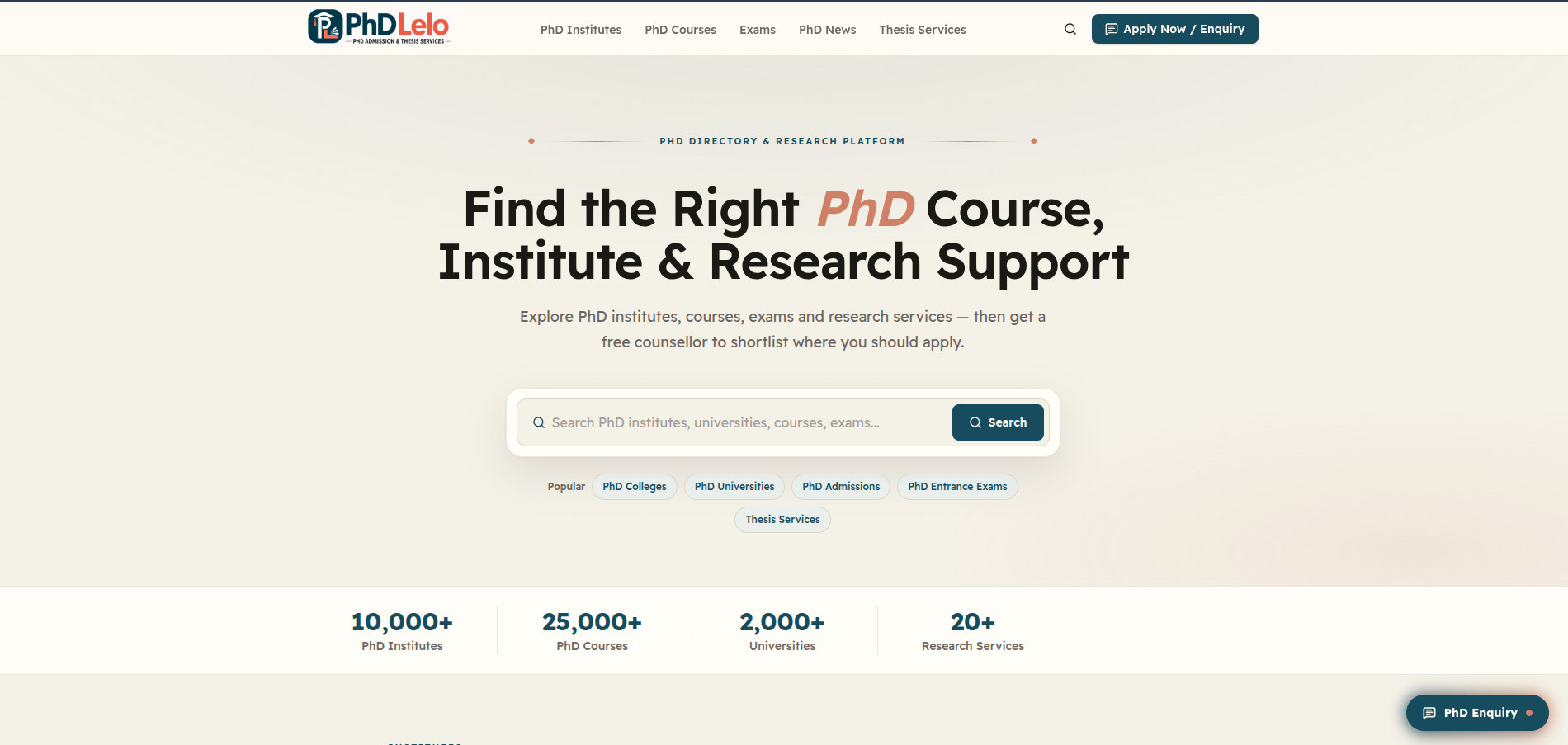PhDLelo — PhD Discovery & Research Platform